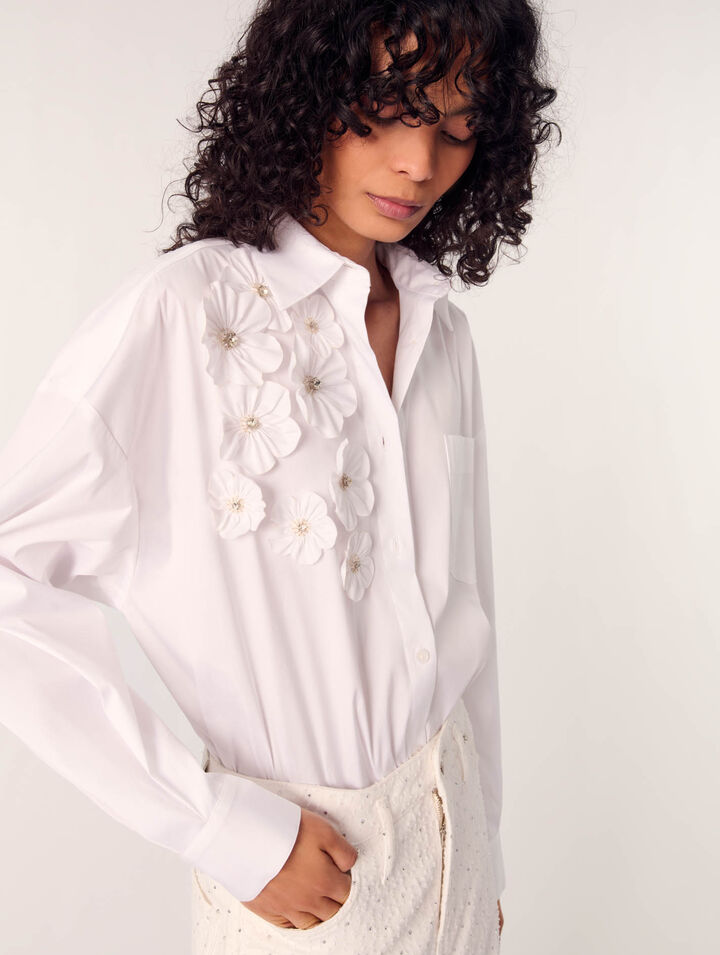 Camicia lunga ricamata a fiori