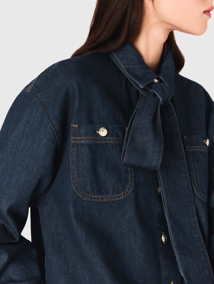 Camicia in denim con lavallière