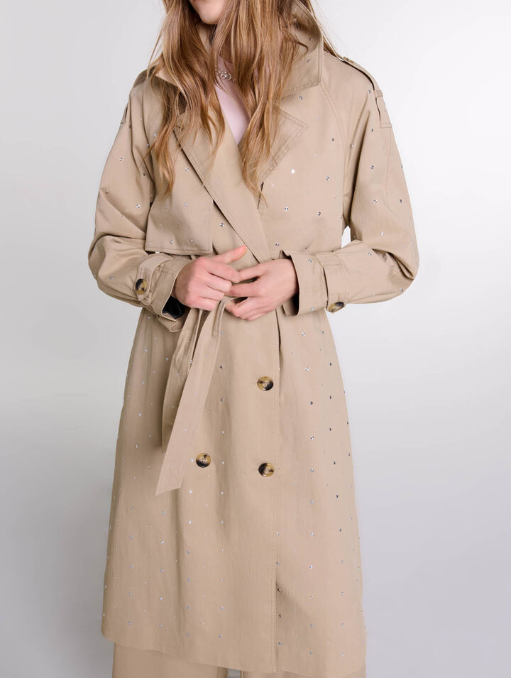 Trench borchiato vita elastica