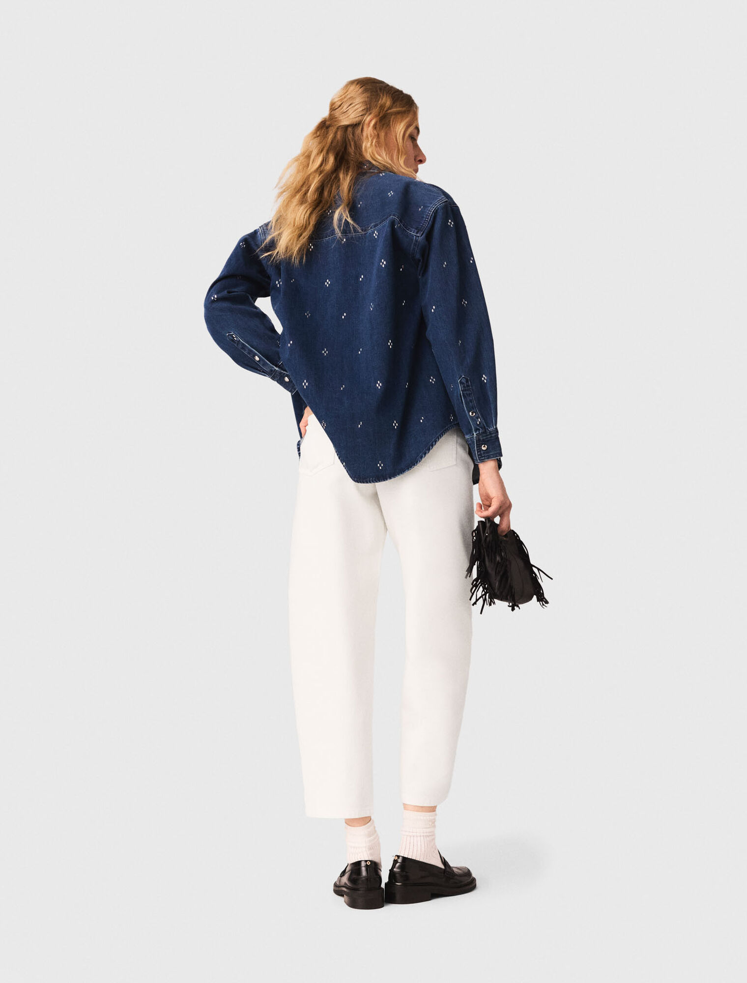 Camicia in denim con strass