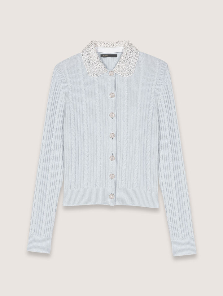 Cardigan con colletto rimovibile