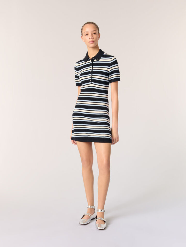 Abito a polo in maglia a righe