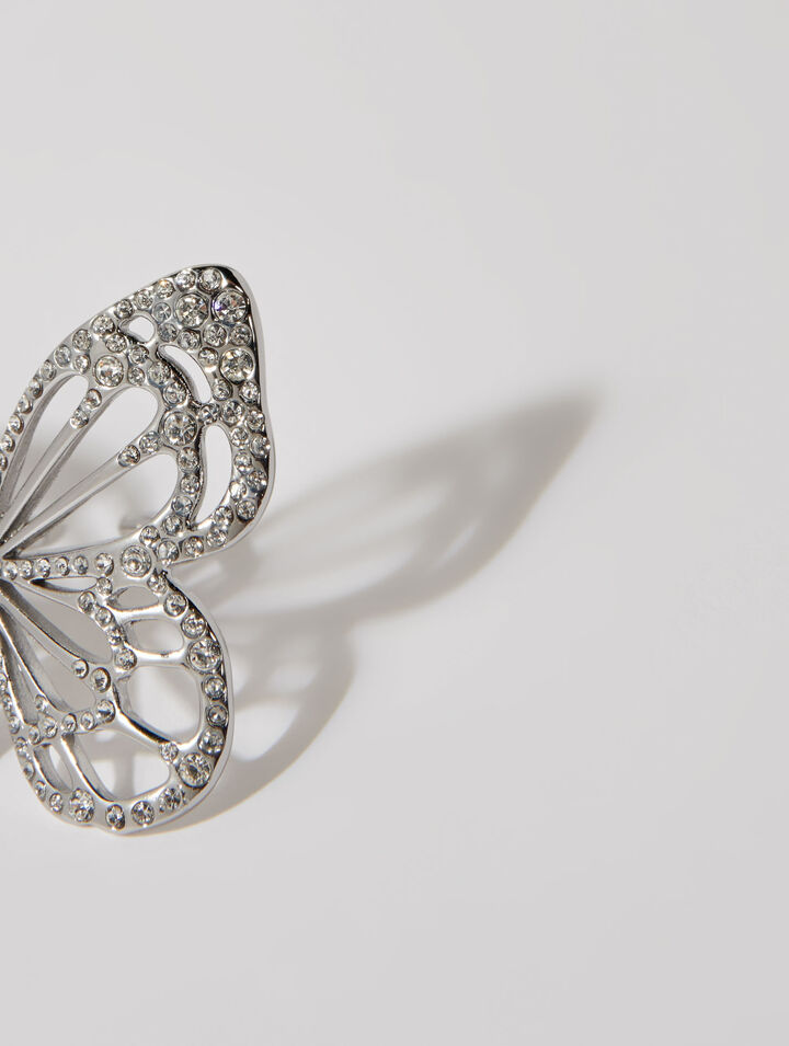 Anello con farfalla glitterata
