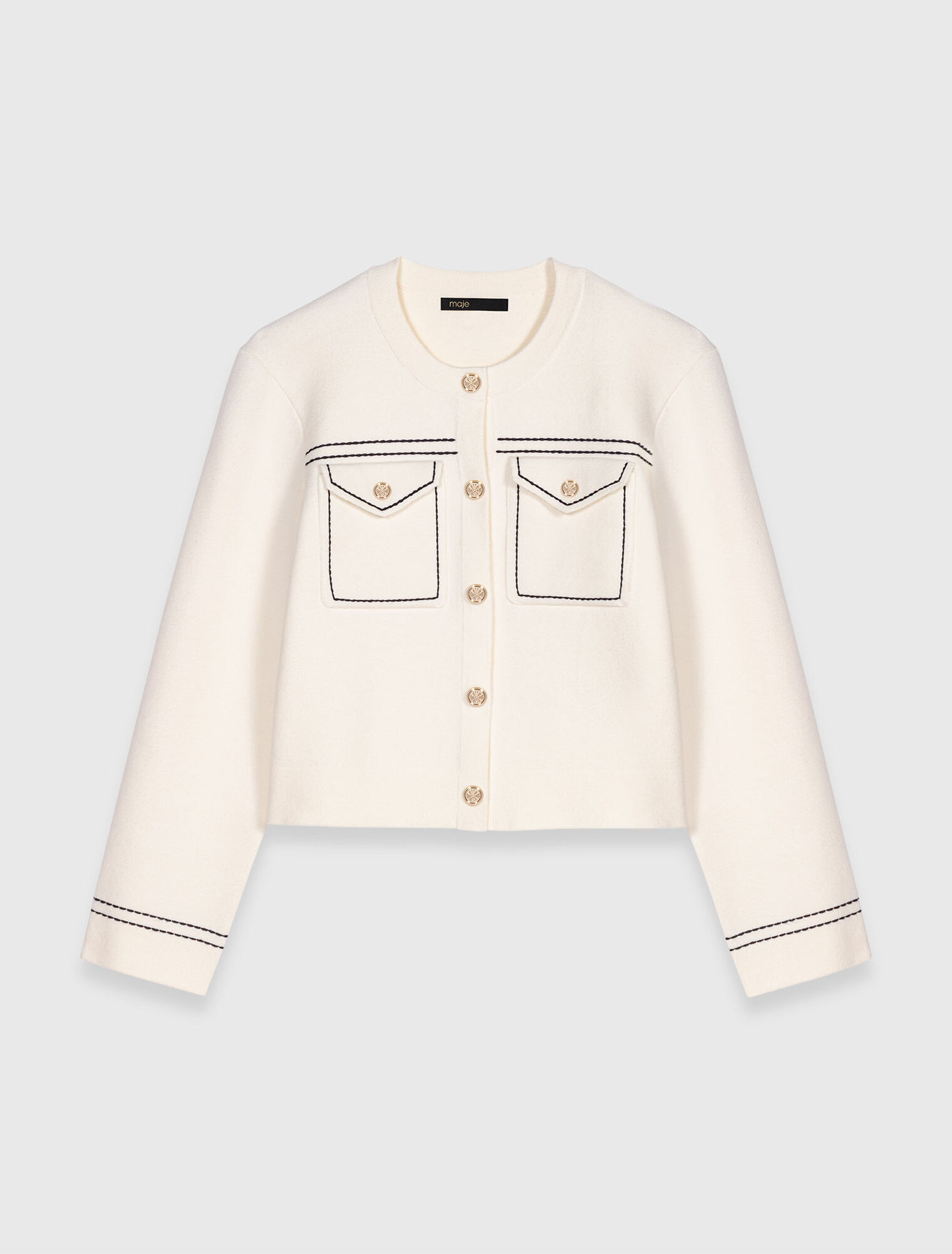Cardigan corto impunturato