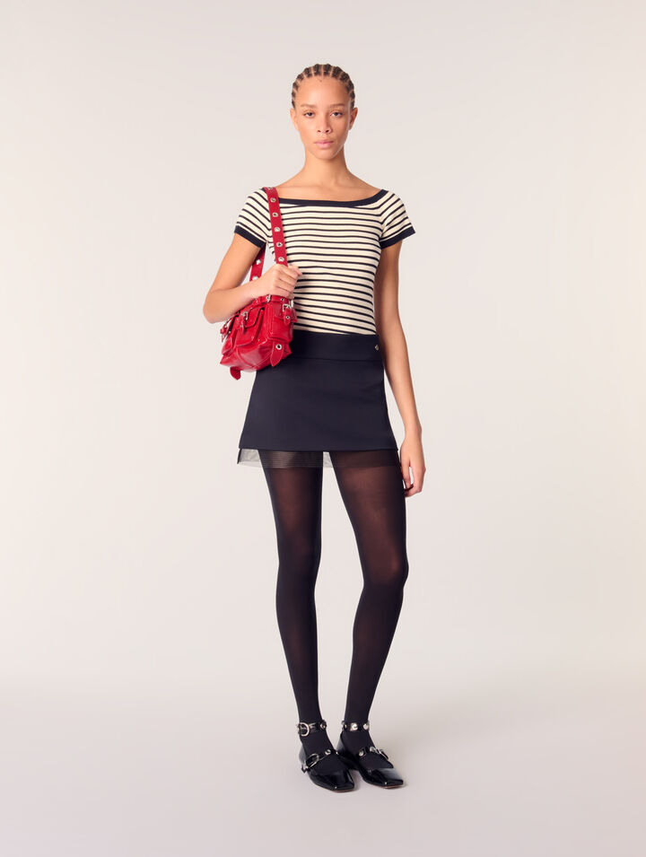 Gonna in misto lana e tulle