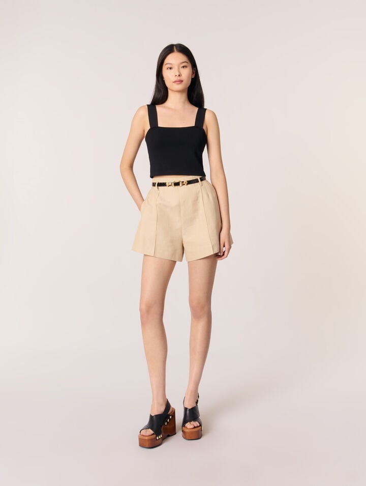 Top crop in maglia con spalline