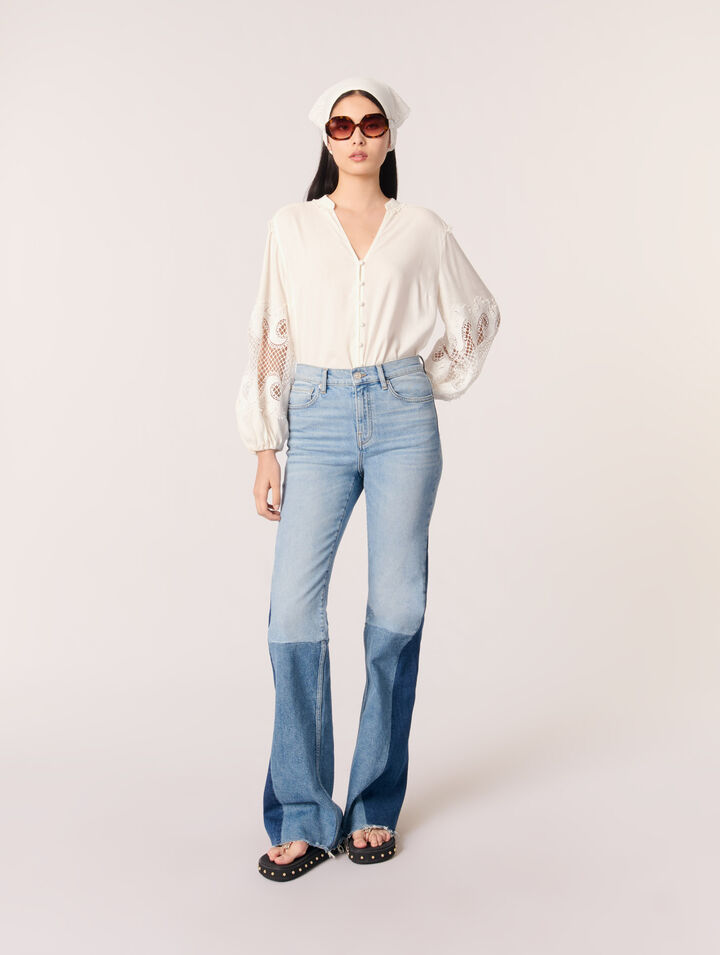 Camicia con maniche ricamate