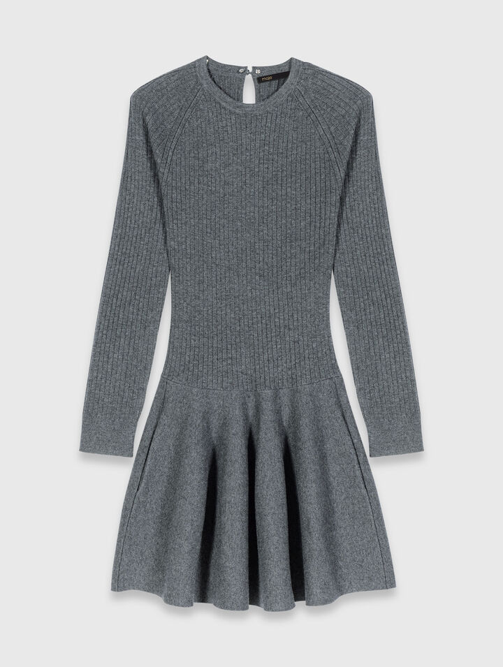 Abito corto maglia collo perlato