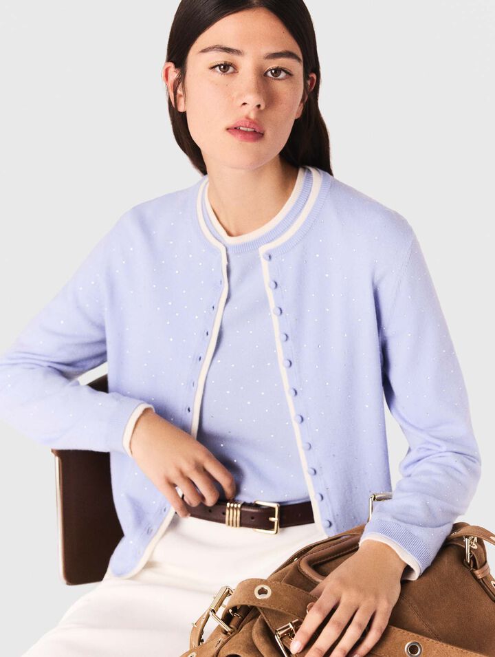 Cardigan 100% lana con strass