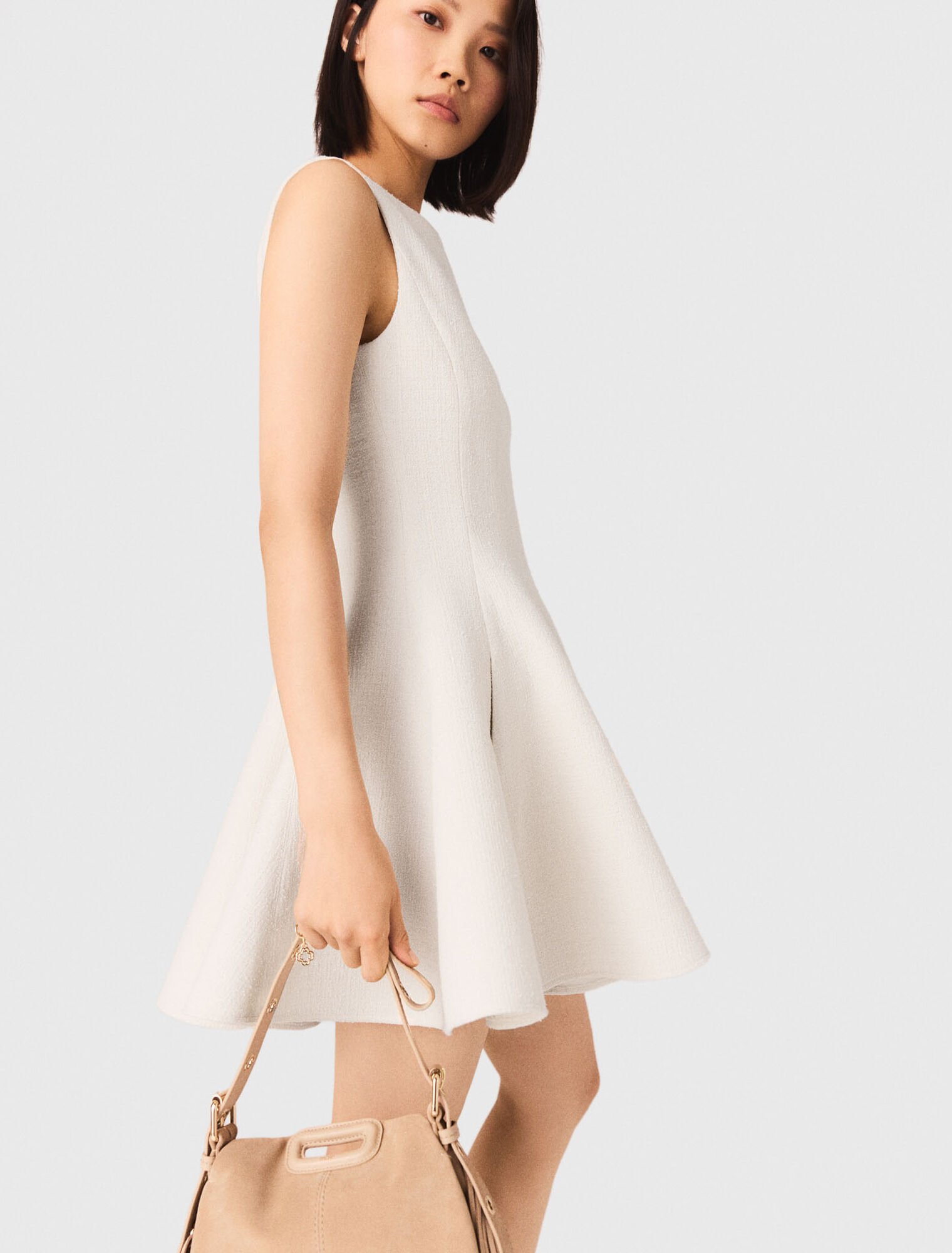 Abito corto svasato in tweed