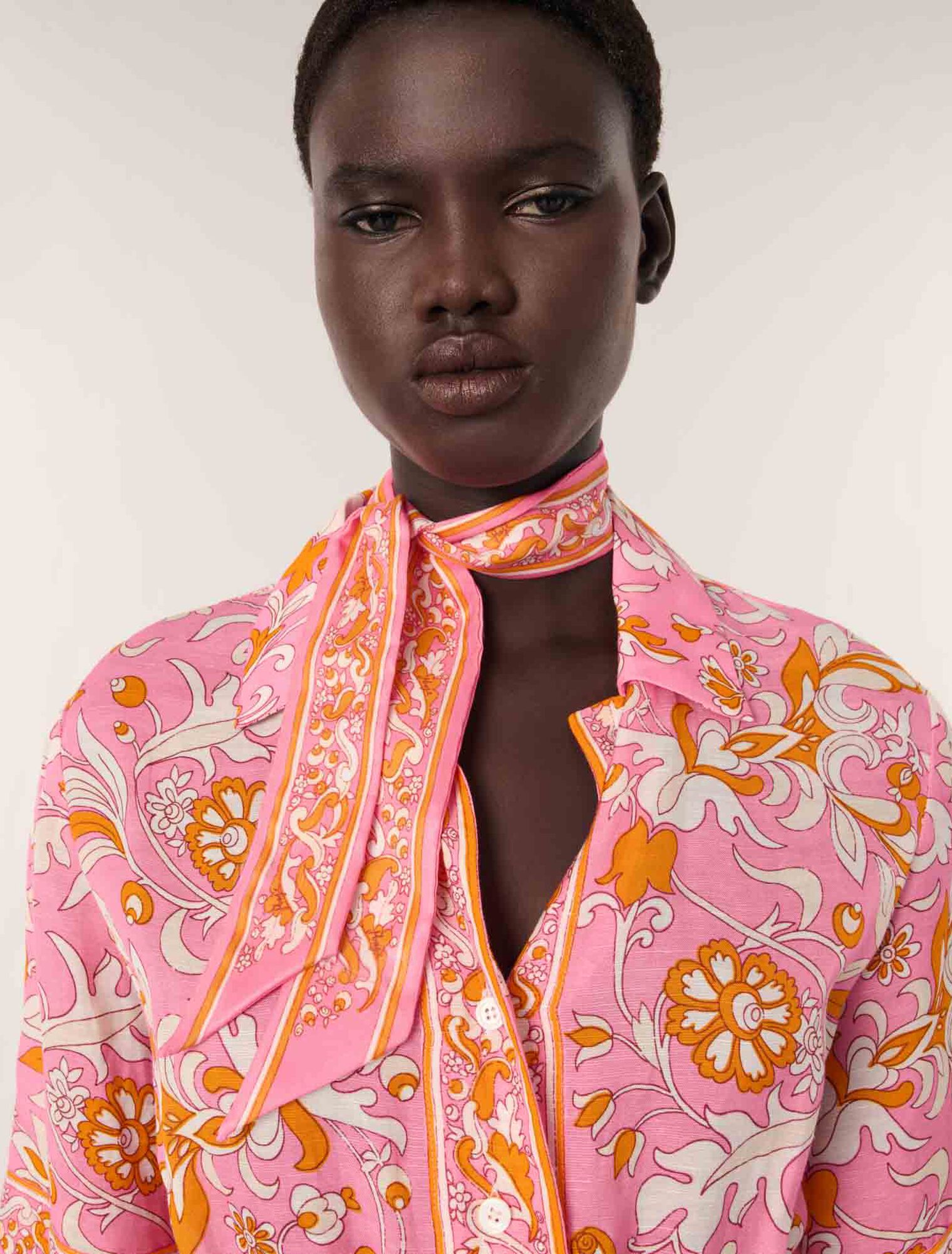 Foulard nastro 90x5 cm stampa fiori