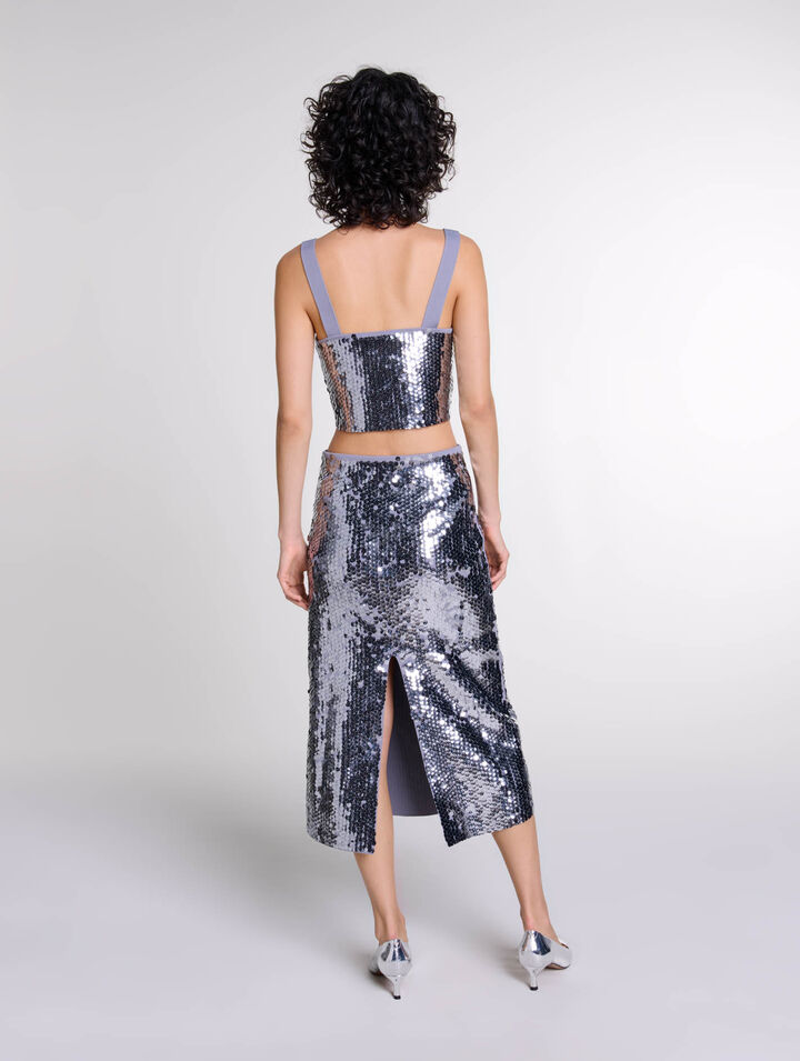 Top in maglia glitterata