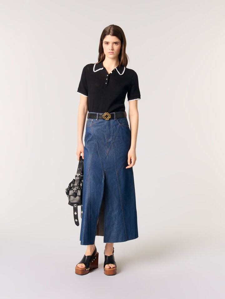 Polo in maglia pointelle