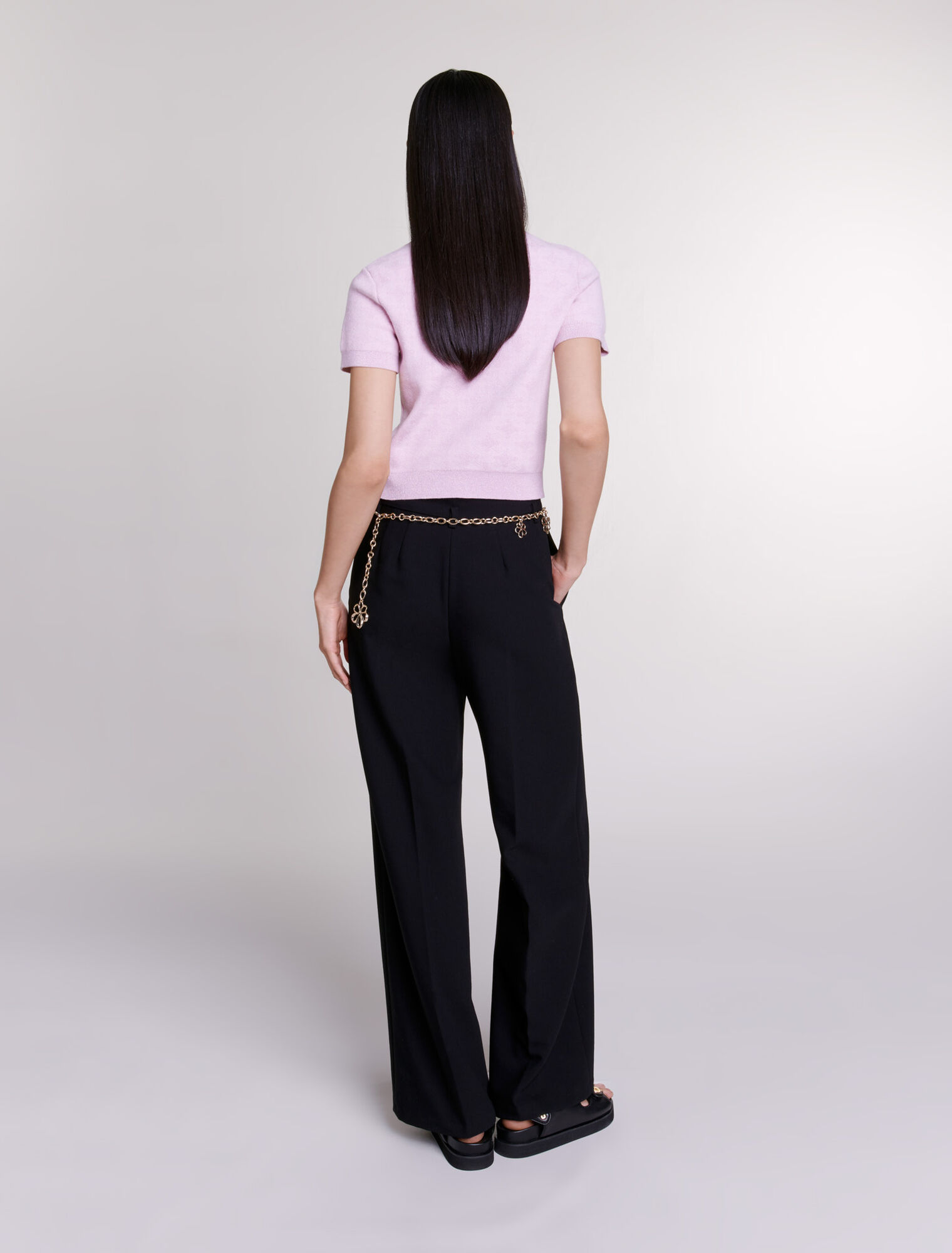 Maglione corto in maglia jacquard