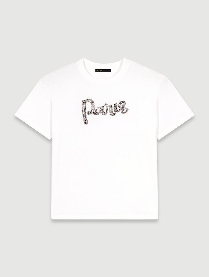 T-shirt "Paris" con strass