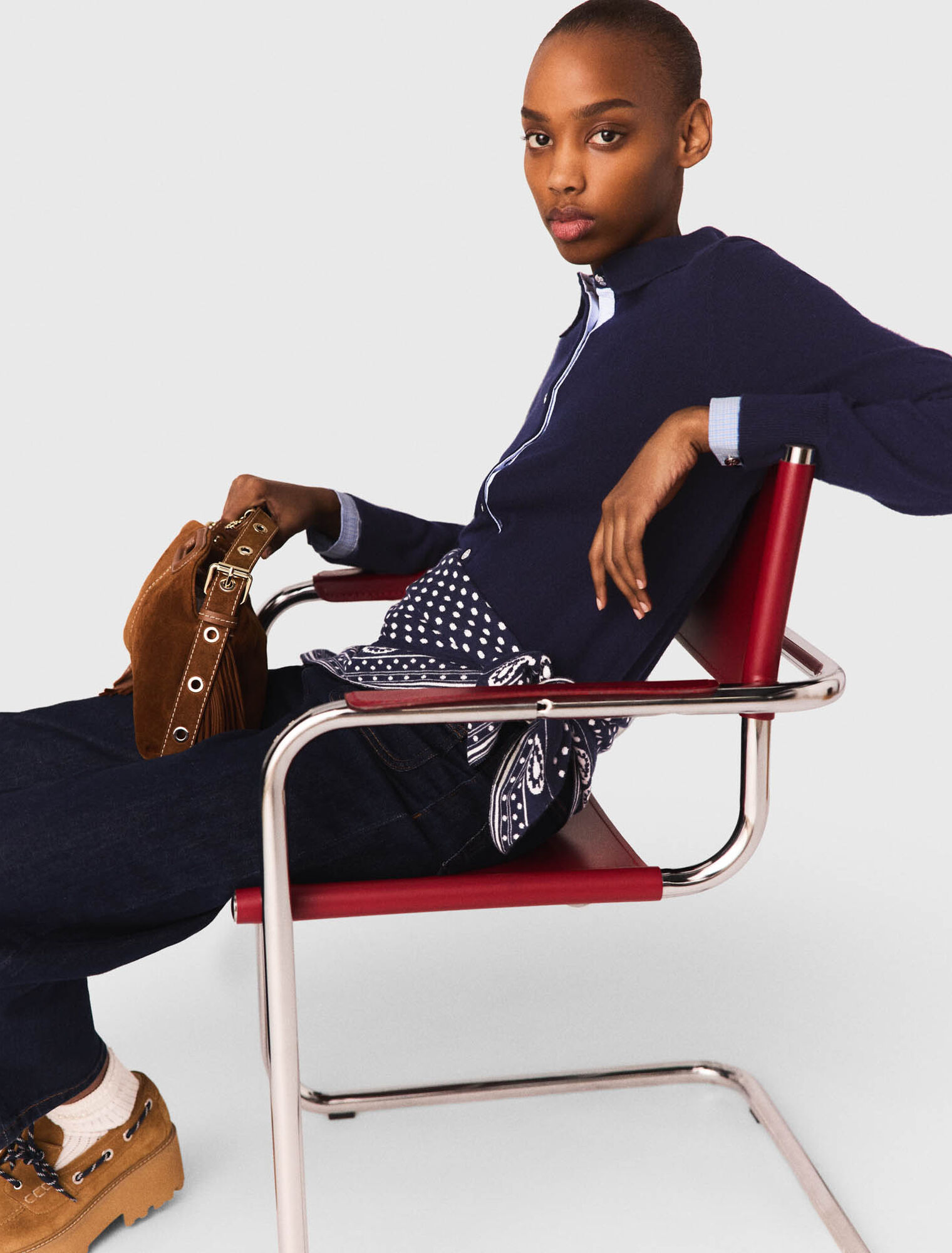 Cardigan polo dettagli amovibili