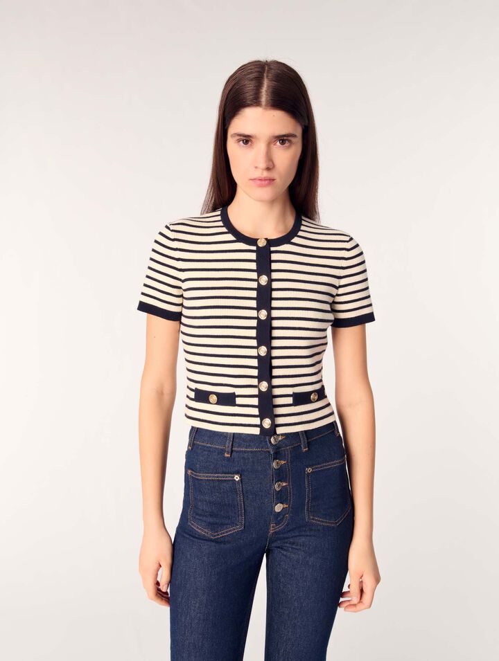 Cardigan corto in maglia a coste