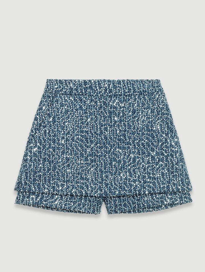 Shorts trompe l'oeil in tweed