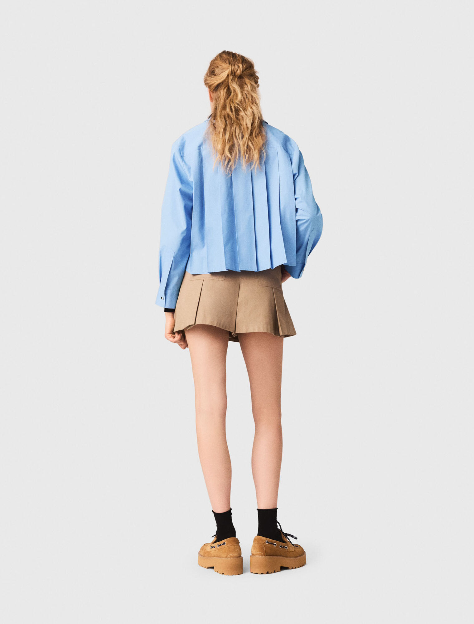 Shorts con pieghe in cotone