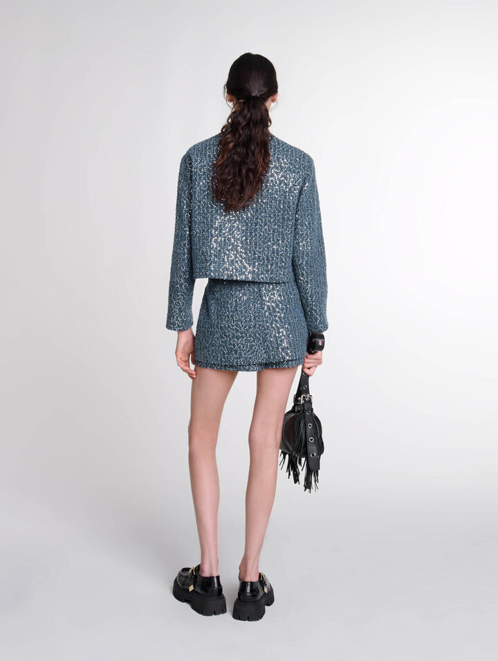 Giacca in tweed ornata con lustrini