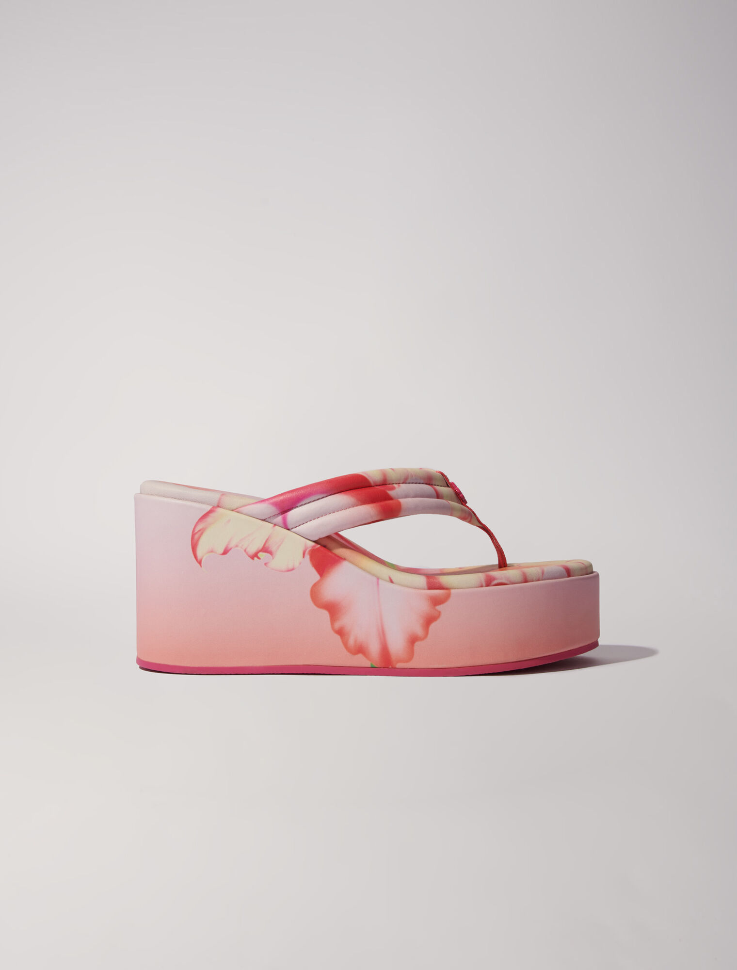 Sandali con zeppa stampa floreale