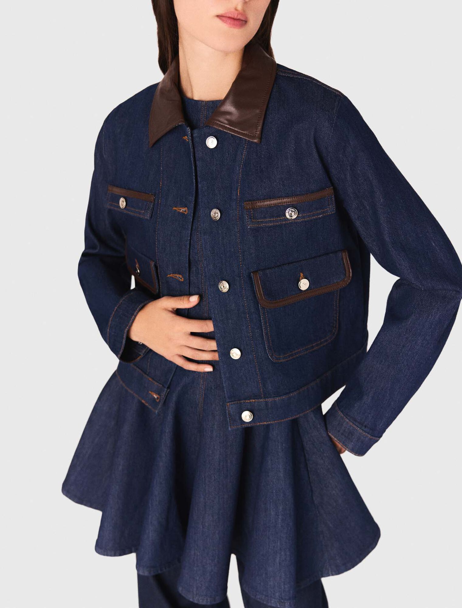 Giacca in denim con colletto finto