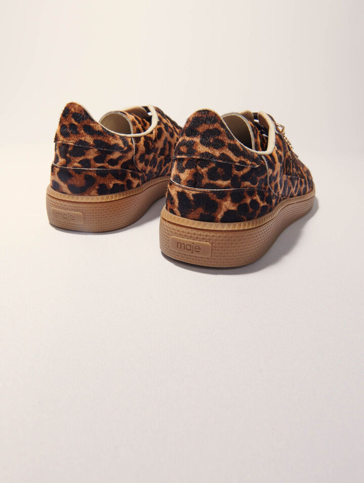 Sneaker casual in pelle leopardata