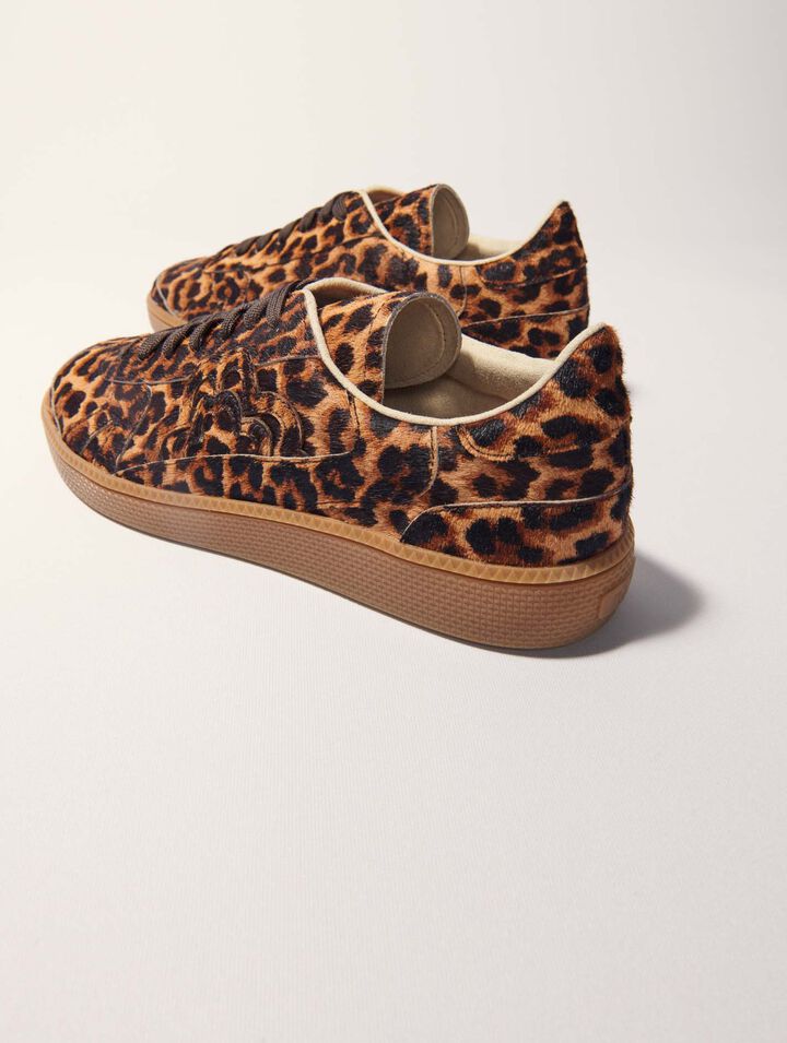 Sneaker casual in pelle leopardata