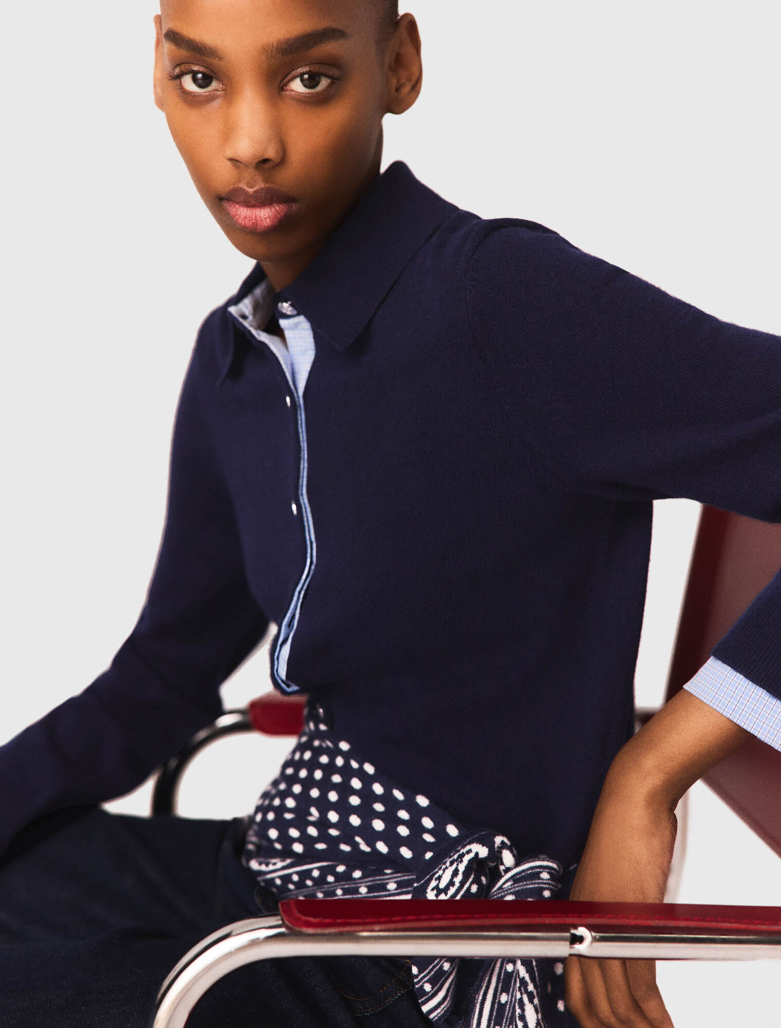 Cardigan polo dettagli amovibili