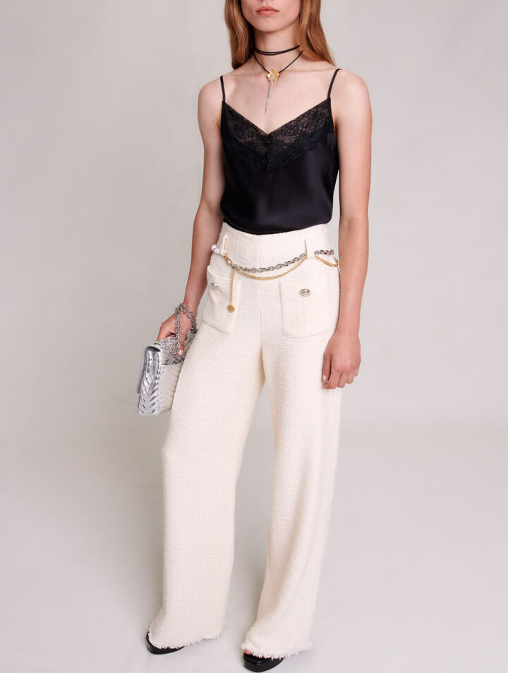 Pantaloni larghi in tweed