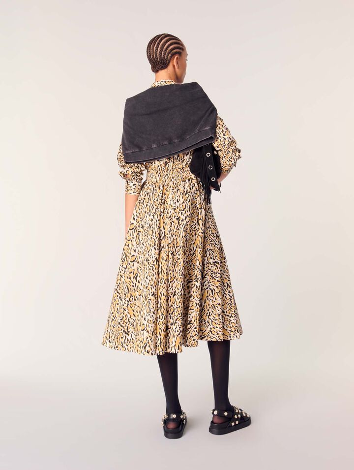 Abito midi con stampa leopardata