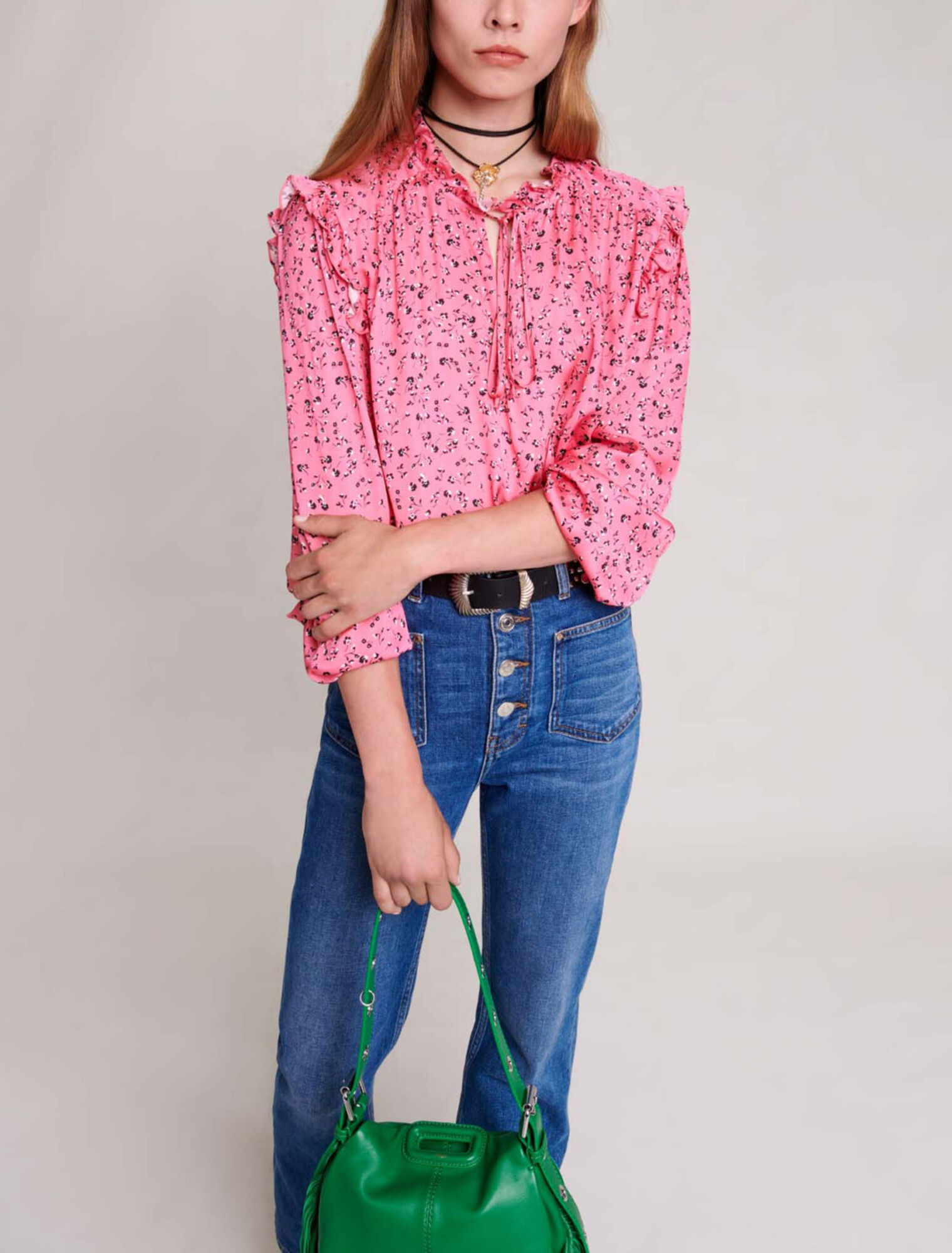 Blusa con stampa a fiori