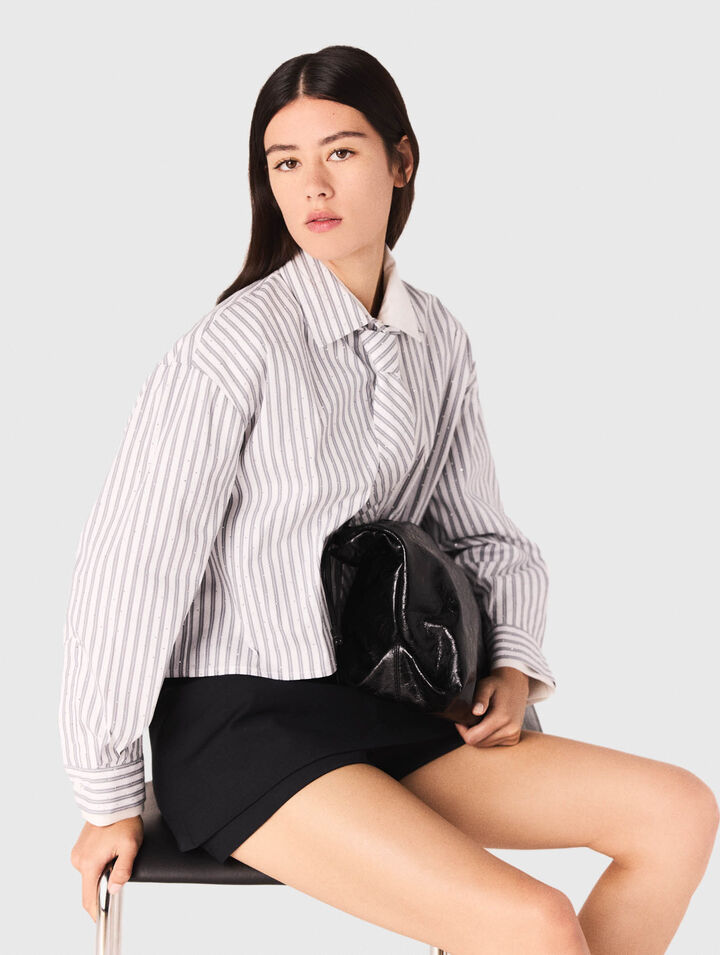 Camicia a righe glitterata con cravatta