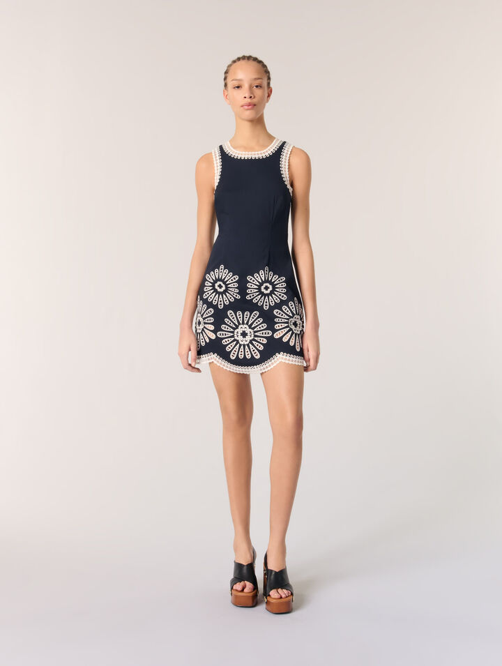 Abito corto con dettagli in crochet