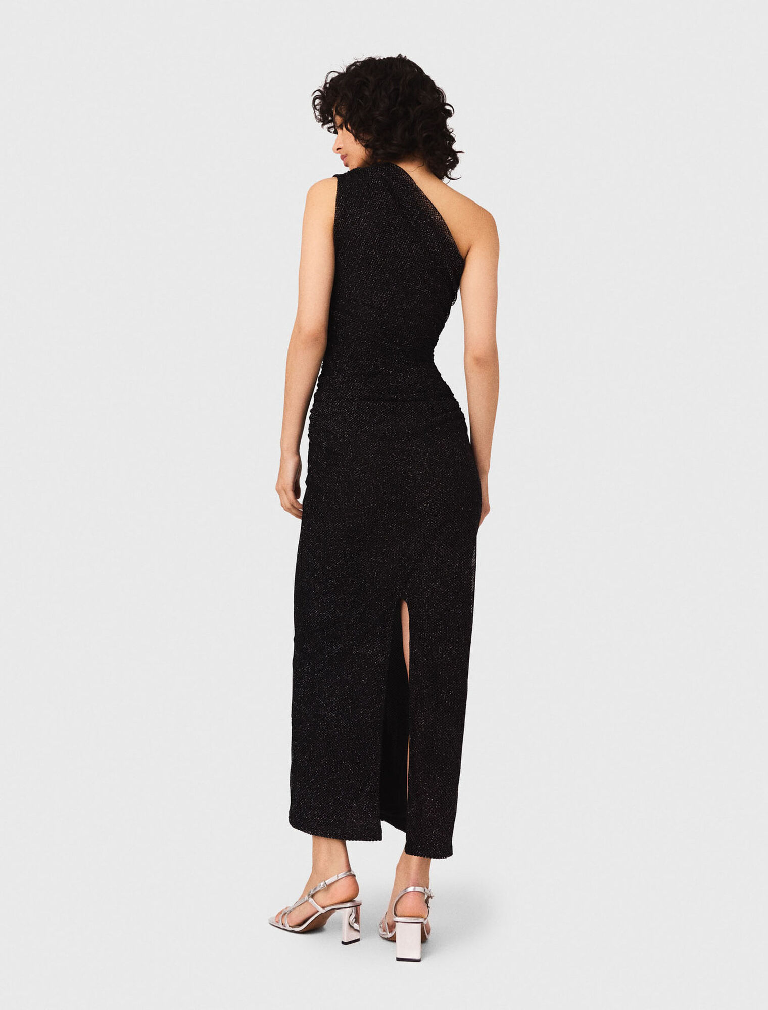 Abito asimmetrico in maglia strass