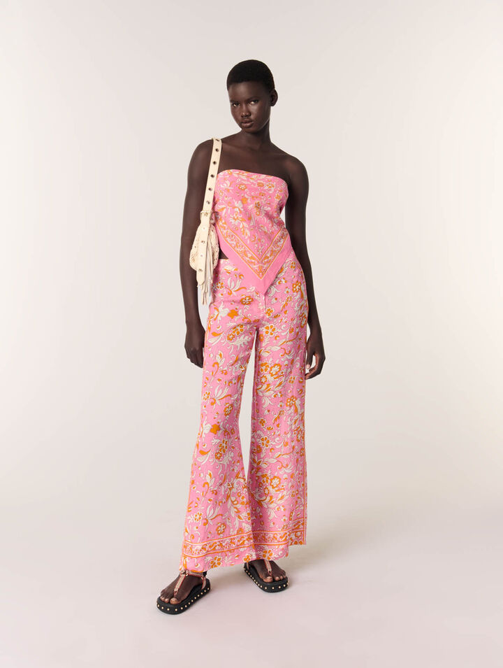 Pantaloni in lino con stampa