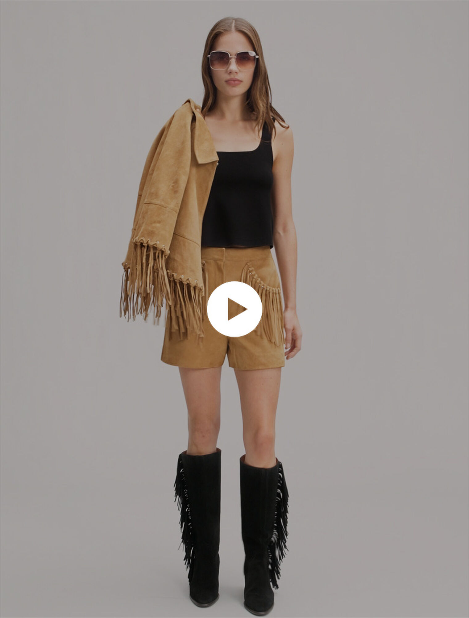 Shorts con frange in nabuk