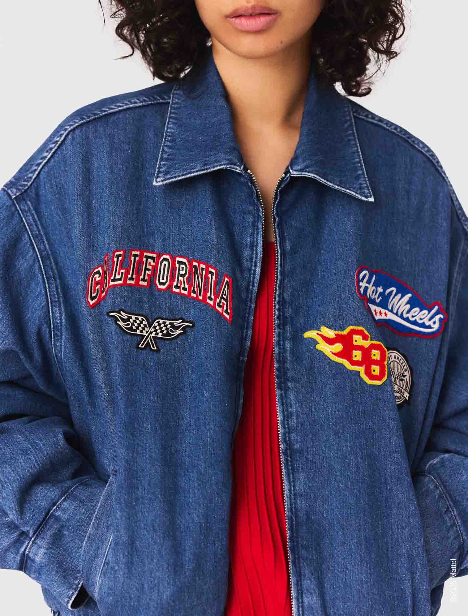 Giacca oversize in denim ricamato