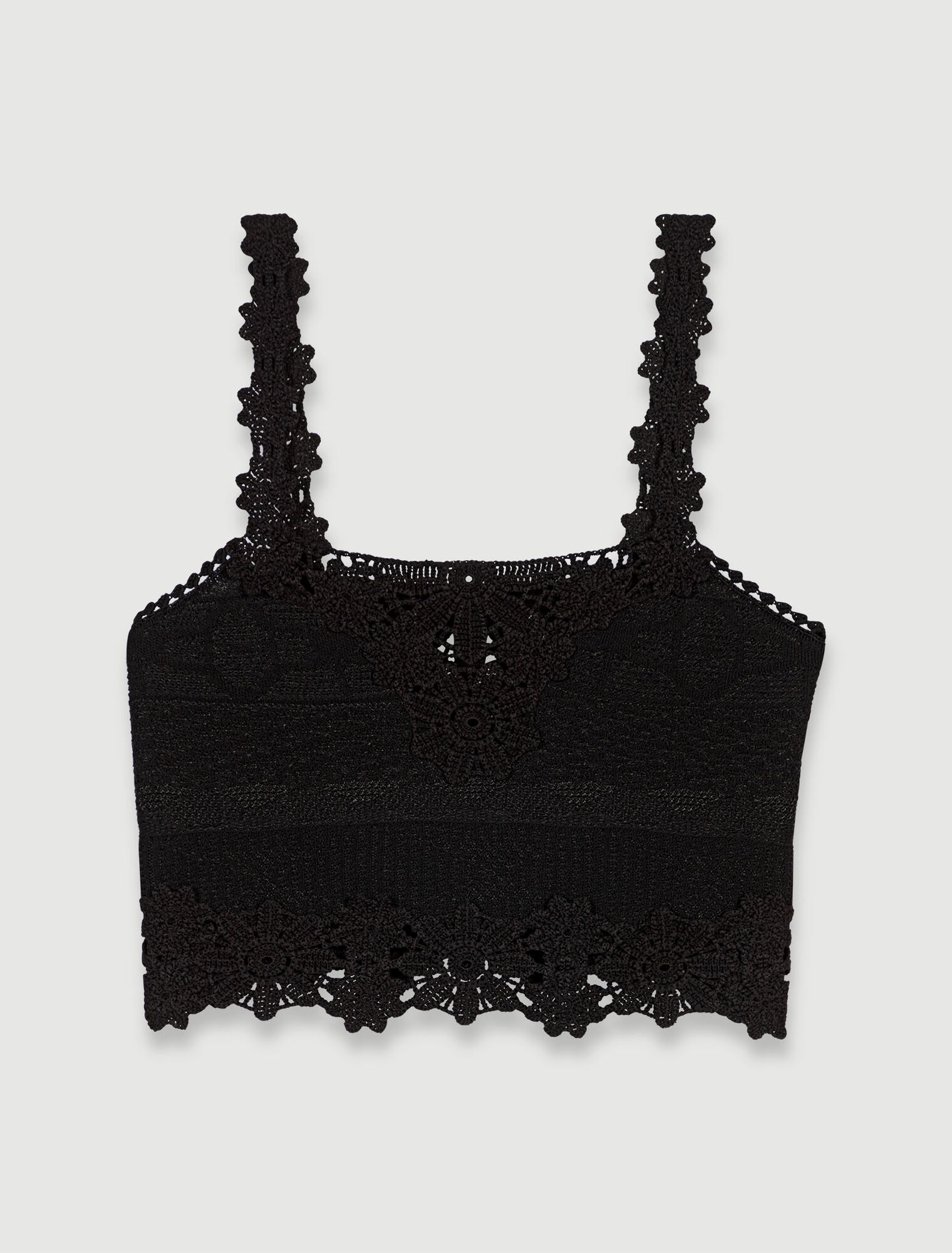 Top corto decorato con guipure