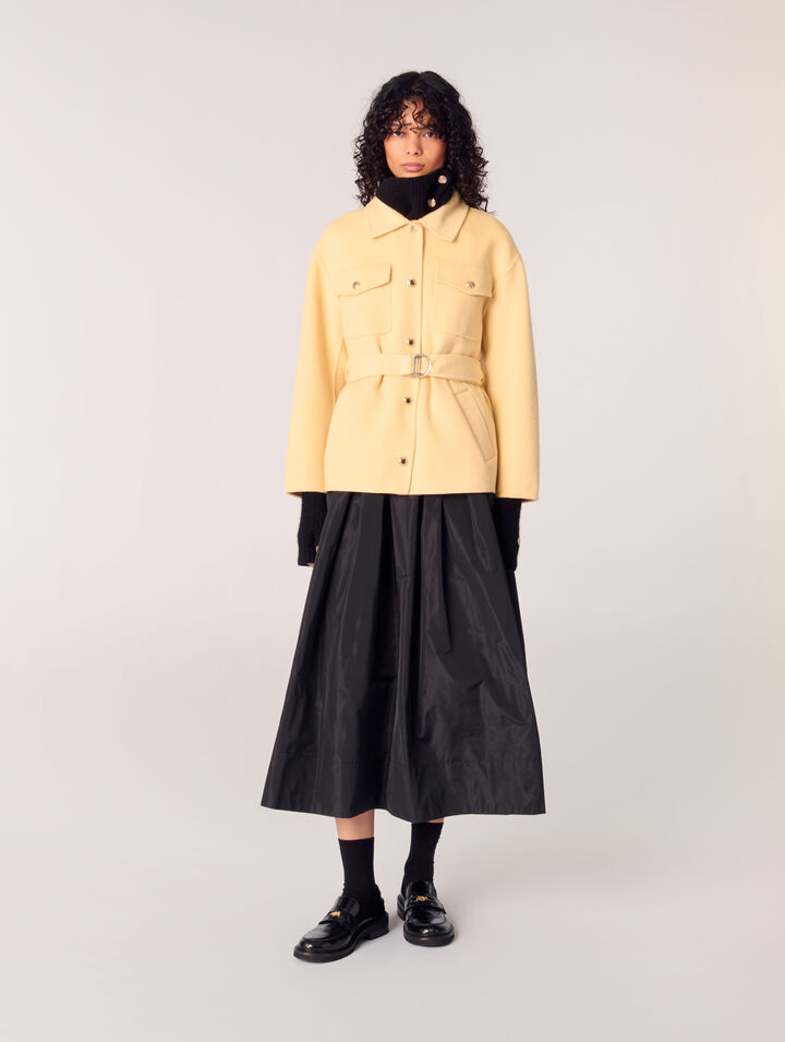Cappotto corto double face cintura