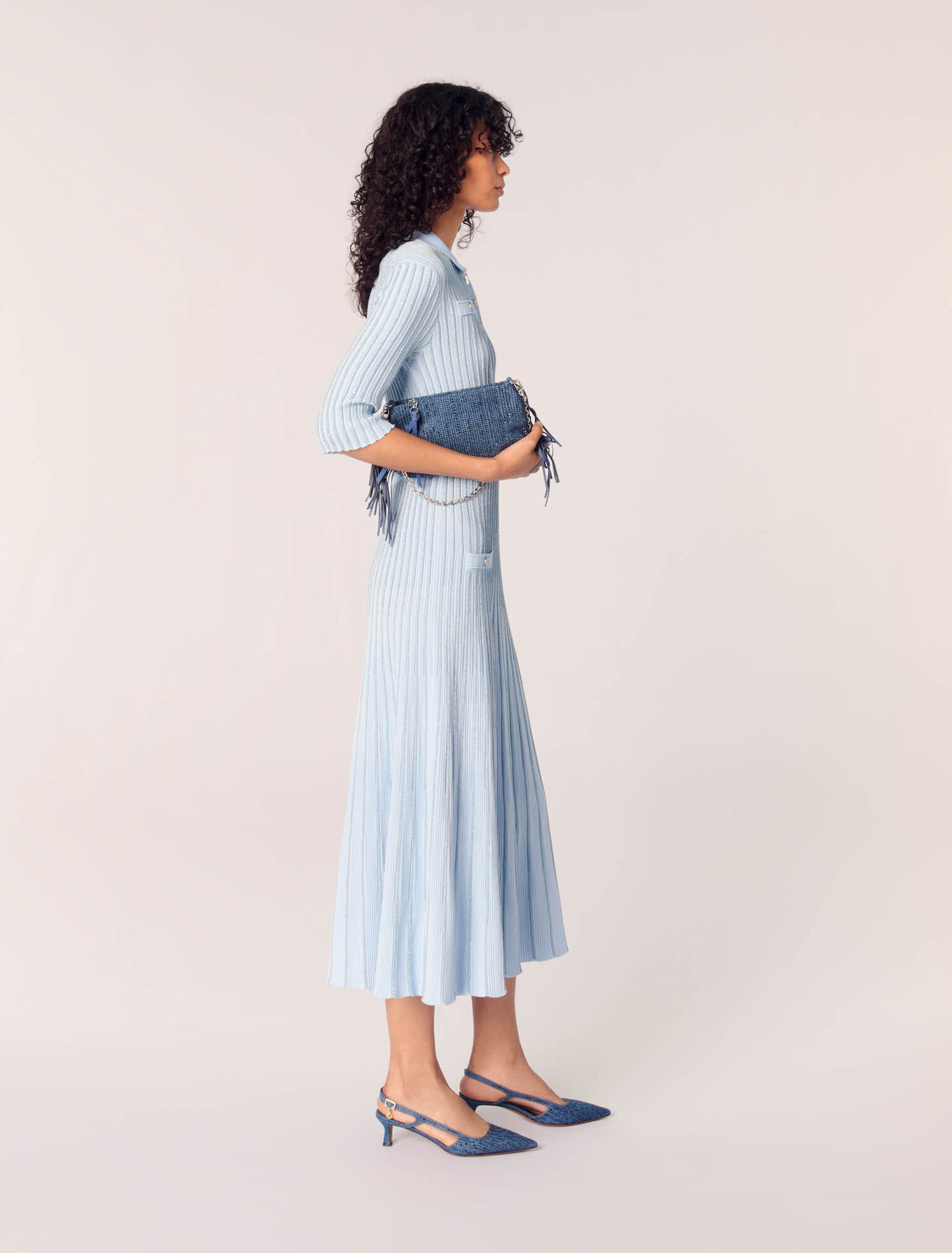 Abito midi in maglia a coste