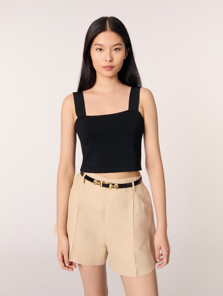 Top crop in maglia con spalline