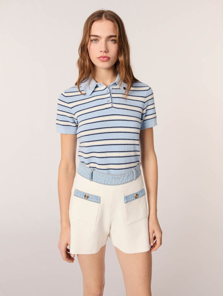 Shorts in maglia passamano in denim