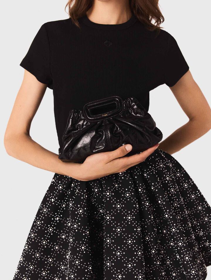 Mini clutch in pelle craquelé