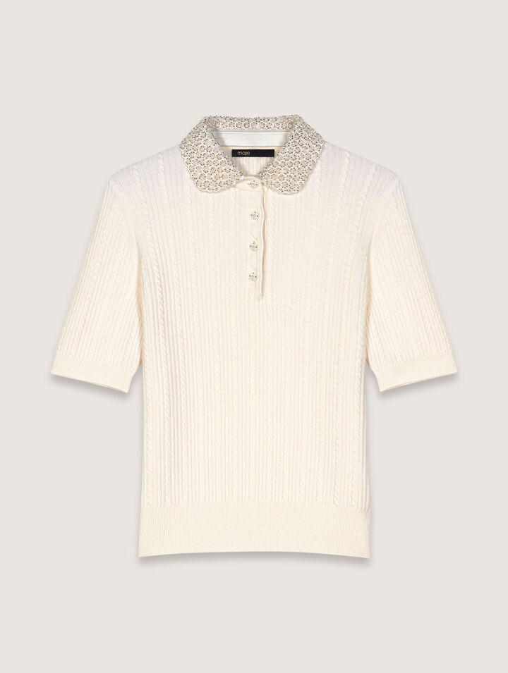 Polo in maglia con collo rimovibile