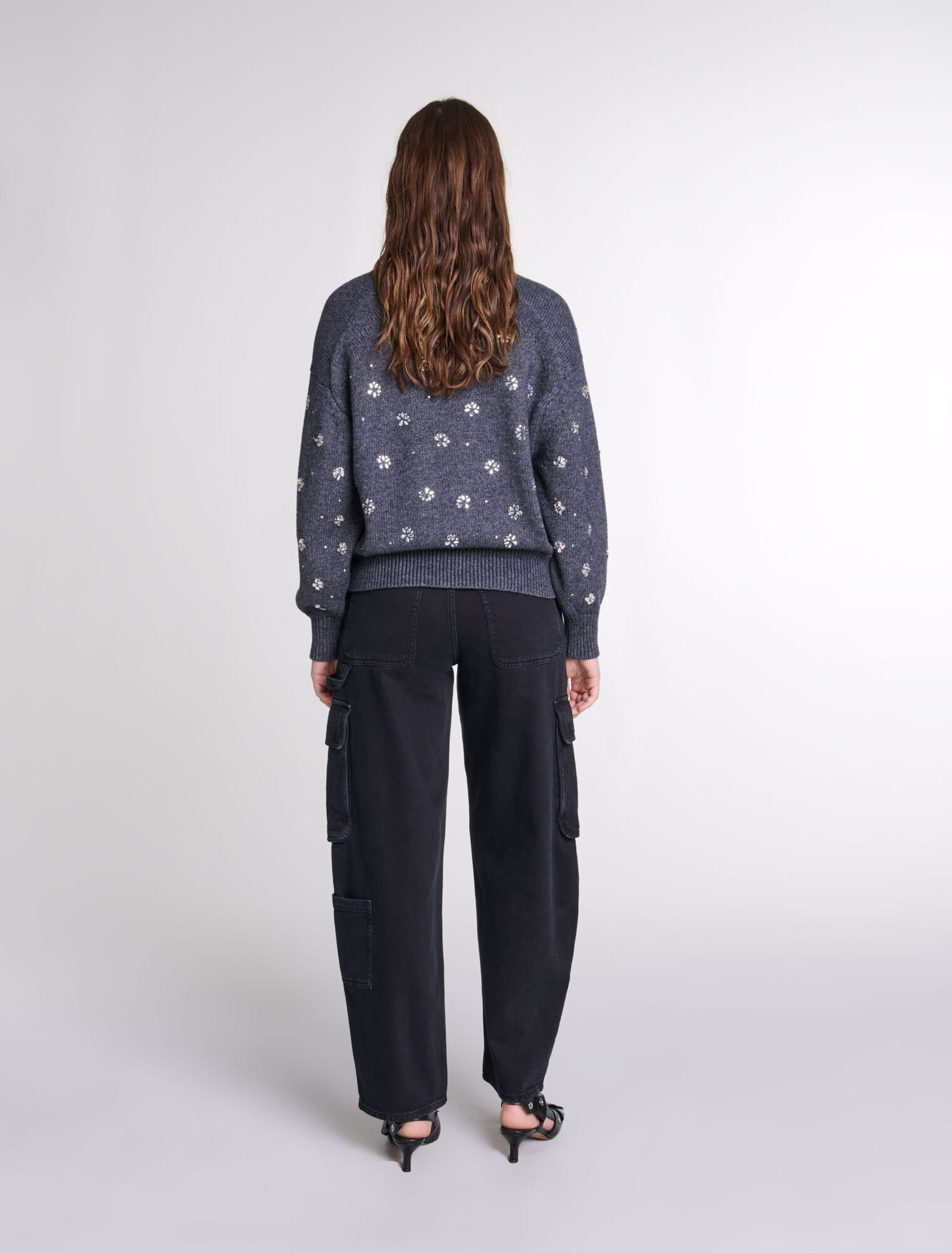 Pullover in maglia a strass