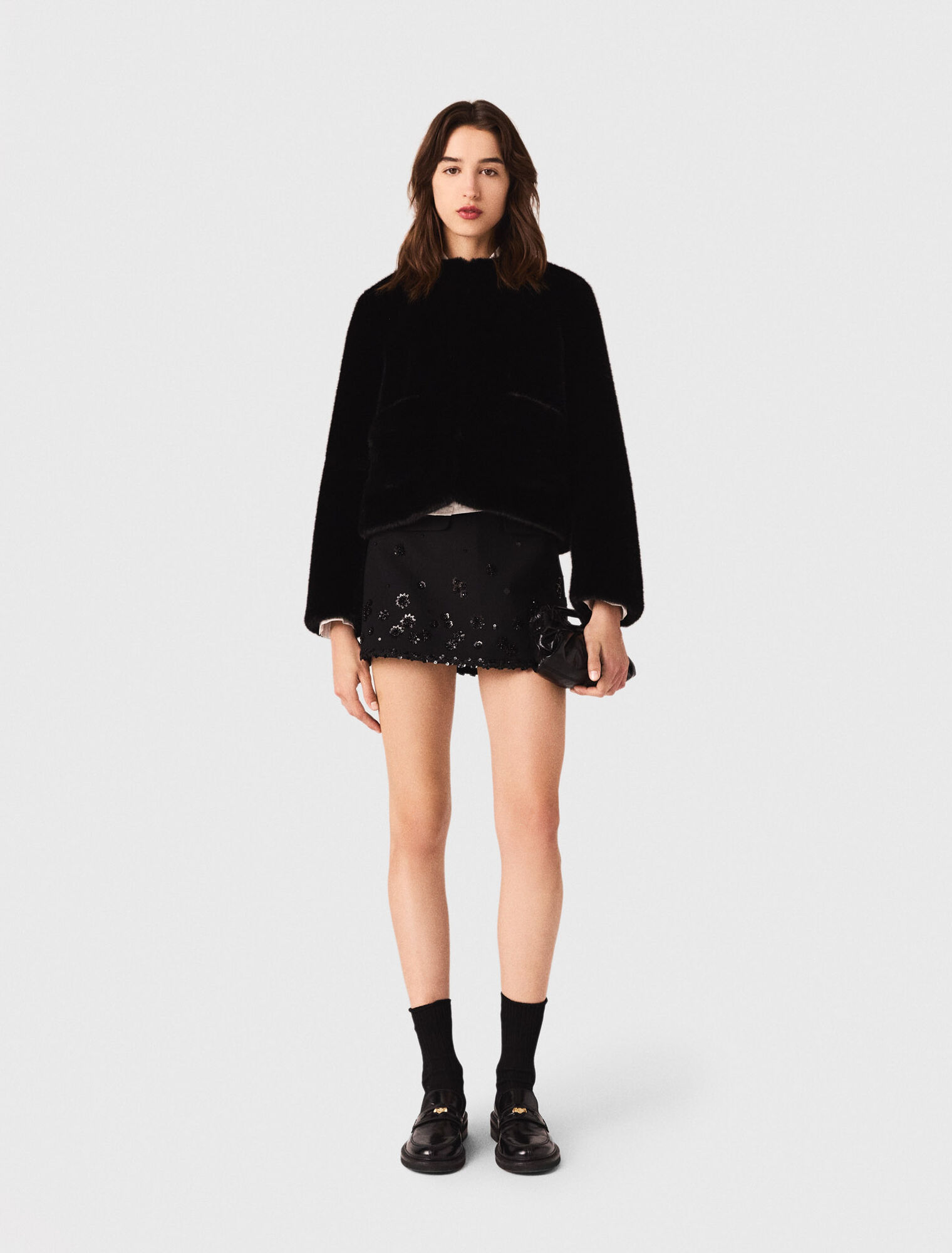 Cappotto corto in ecopelliccia