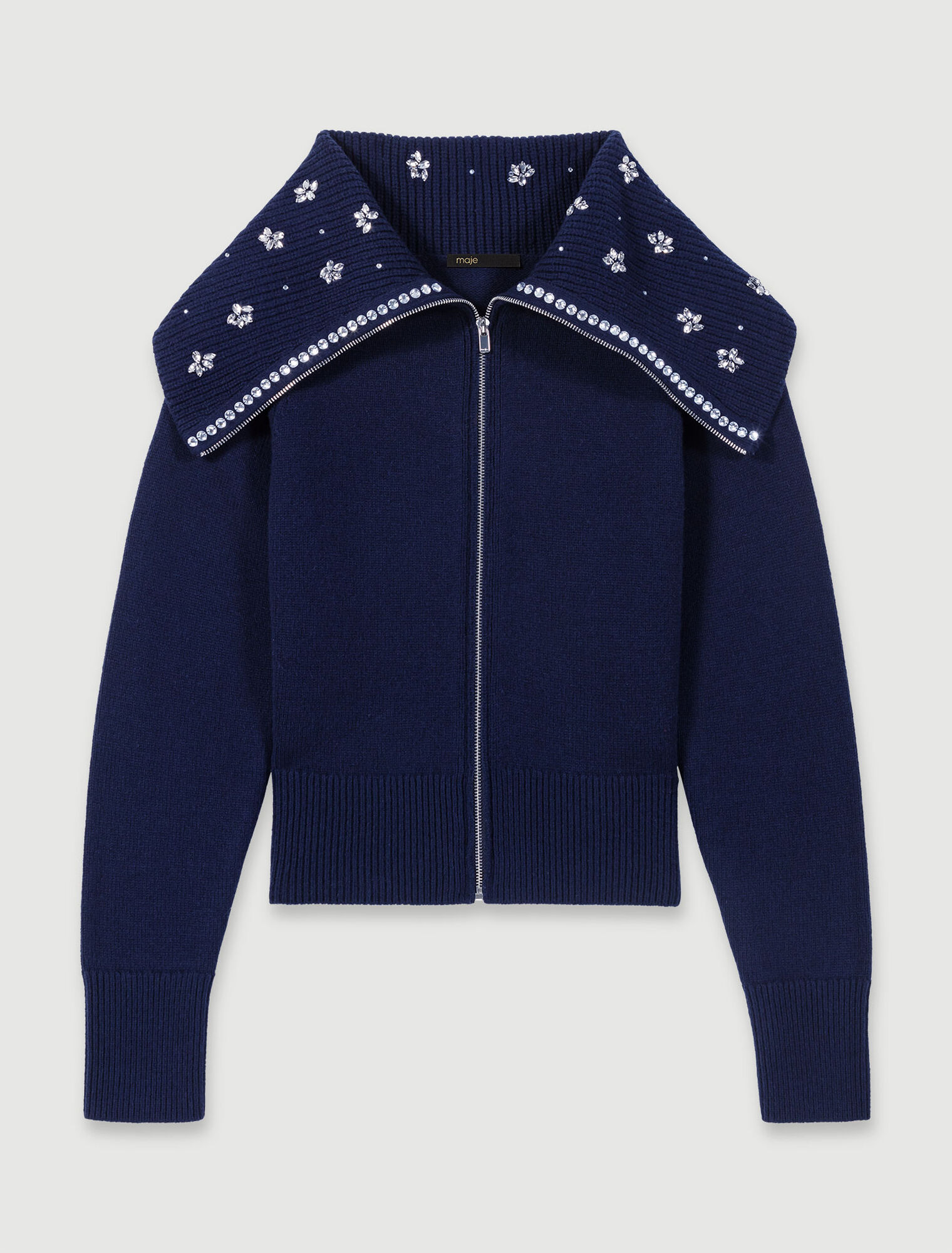Cardigan con colletto bijoux