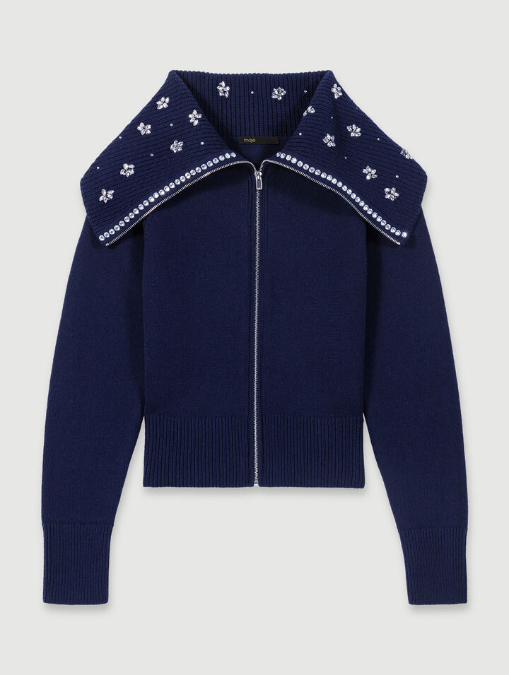 Cardigan con colletto bijoux