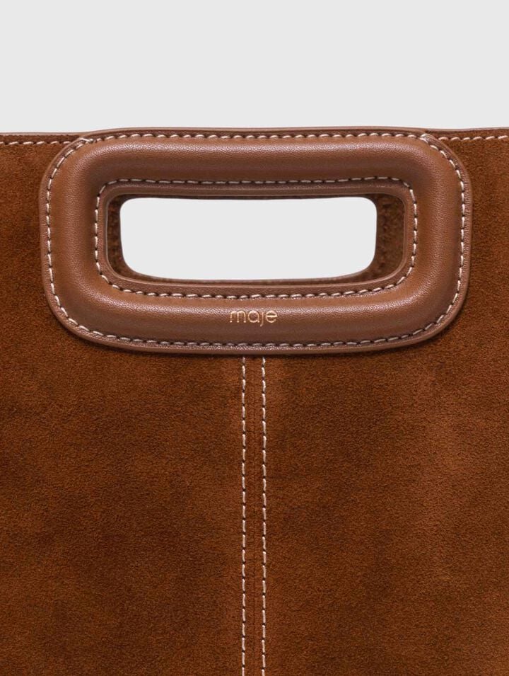 Borsa M in scamosciato impunturato